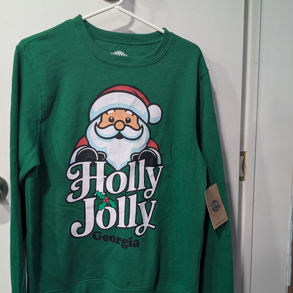 Holly Jolly Green Santa Mens Sweatshirt